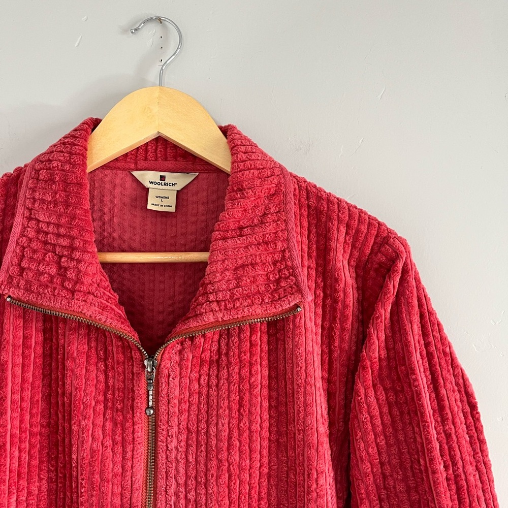 Woolrich | 100% Cotton Red Long Sleeve Zip Up Jacket